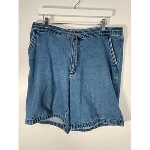 Vintage Blue Denim Carpenter‎ Shorts Elastic Waist Utility 90s Gorpcore 36